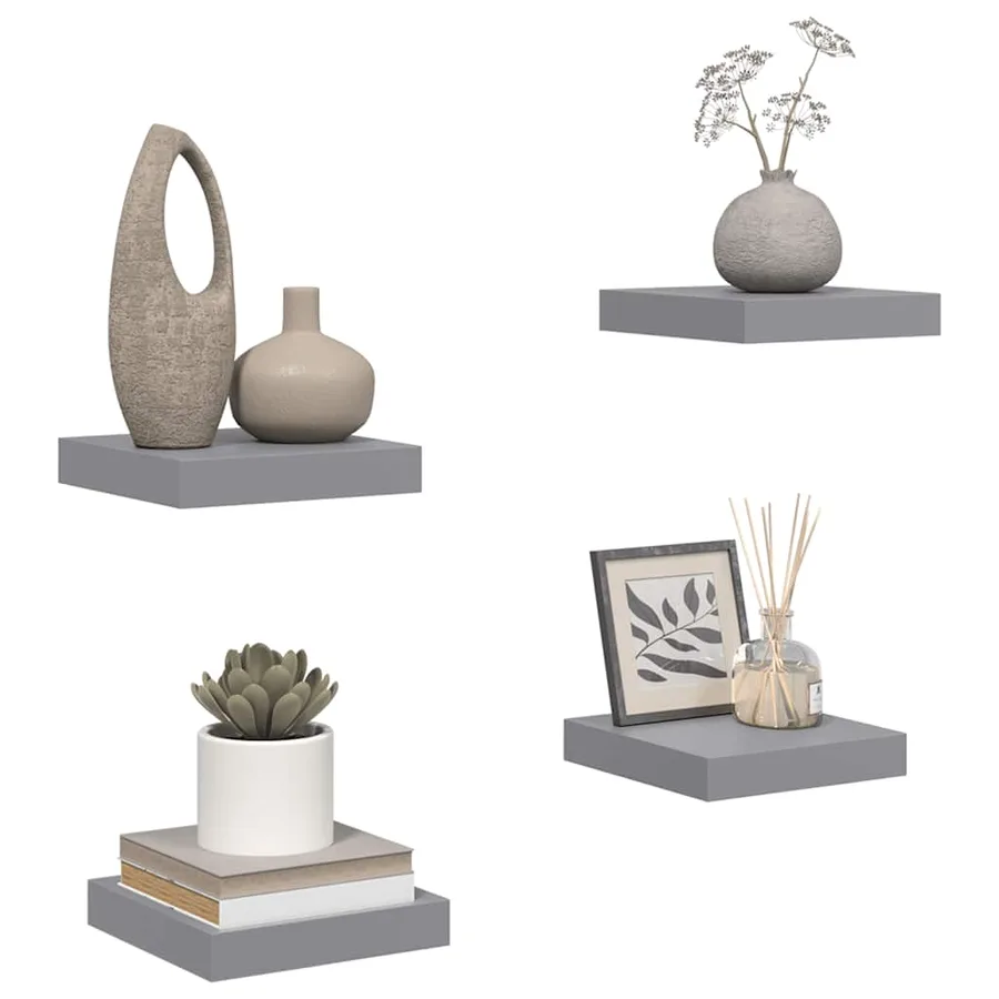 Étagères murales flottantes 4 pcs gris 23x23,5x3,8 cm MDF - 5