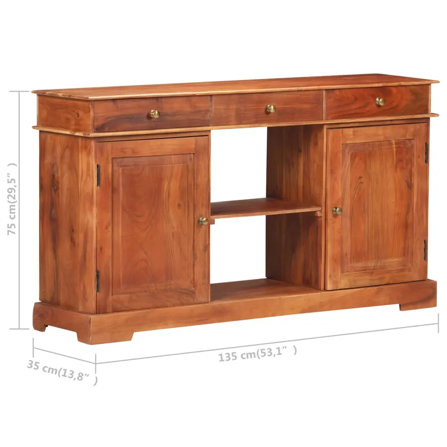 Buffet 135x35x75 cm Bois d'acacia solide - 7