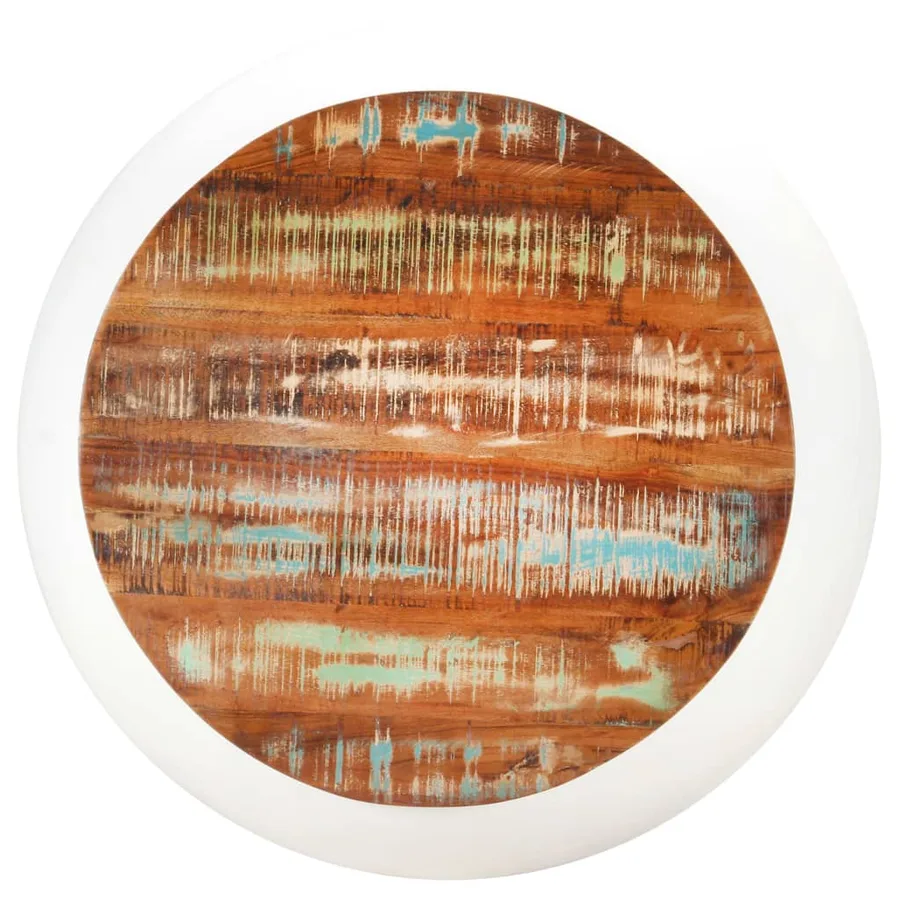 Table basse Blanc 68x68x30 cm Bois de récupération solide - 2
