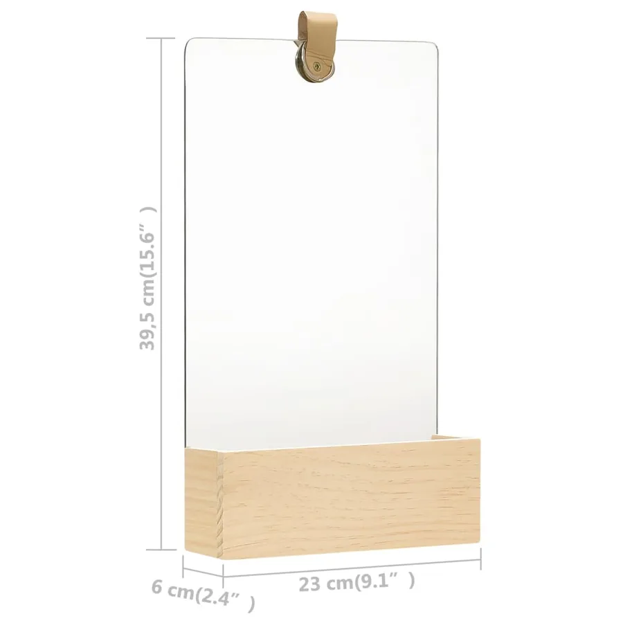 Miroir mural Bois de pin massif 23x39,5 cm - 7