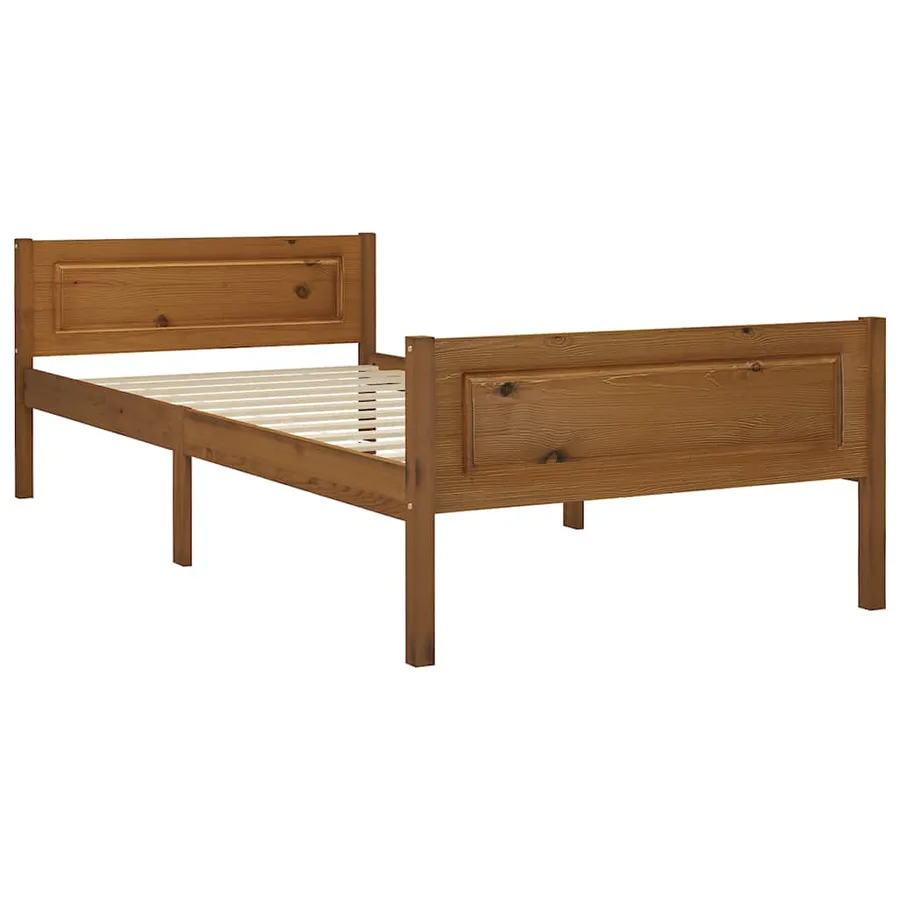 Cadre de lit sans matelas pin massif marron miel 100x200 cm - 2