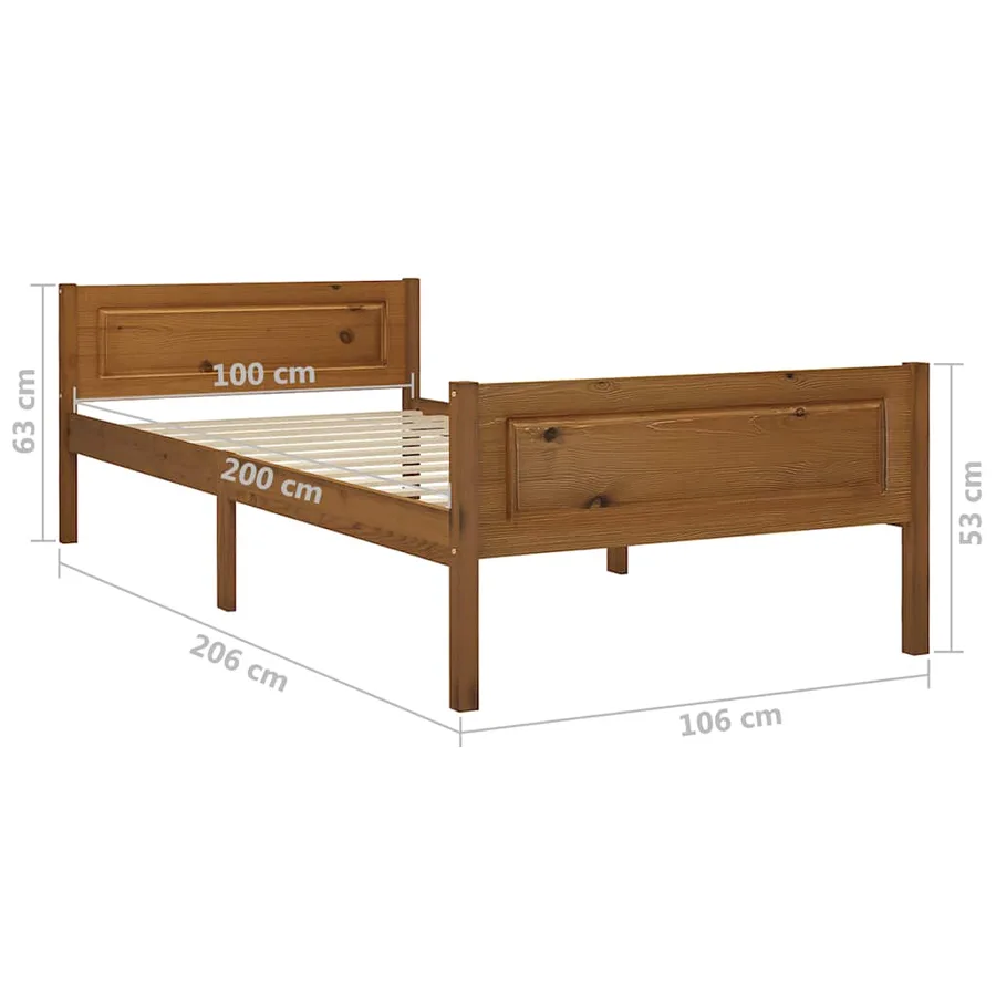 Cadre de lit sans matelas pin massif marron miel 100x200 cm - 6