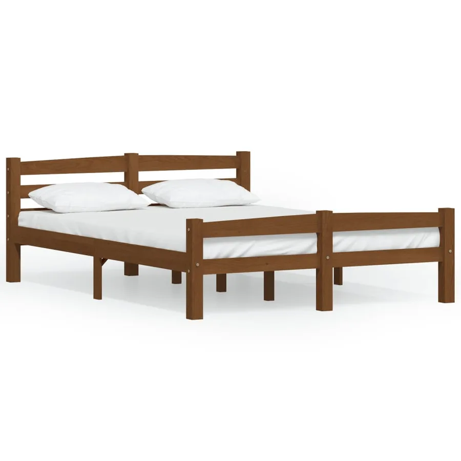 Cadre de lit sans matelas marron miel pin massif 120x200 cm - 2