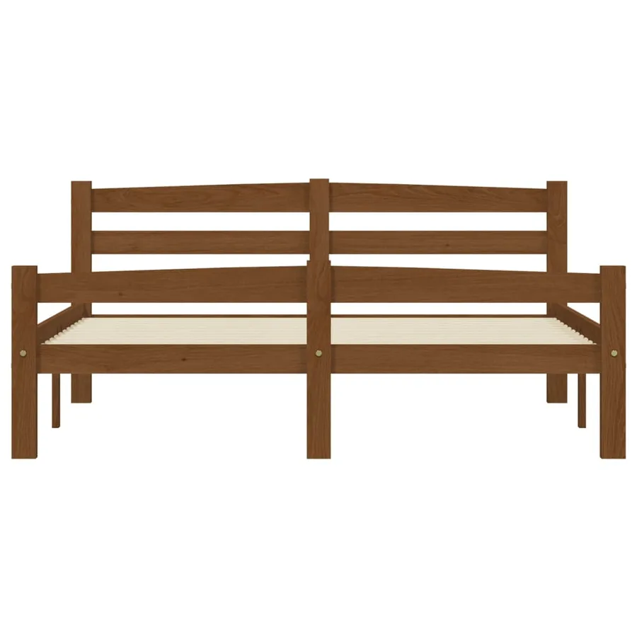 Cadre de lit sans matelas marron miel pin massif 120x200 cm - 4