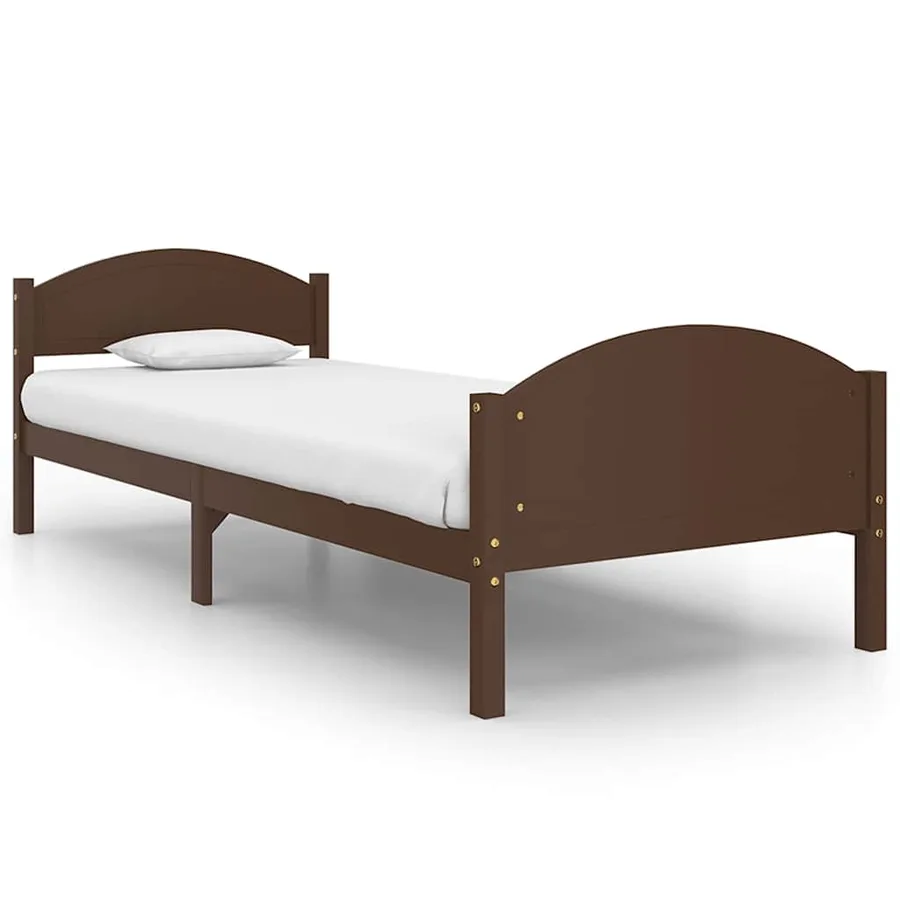Cadre de lit sans matelas marron foncé pin massif 100x200 cm - 2