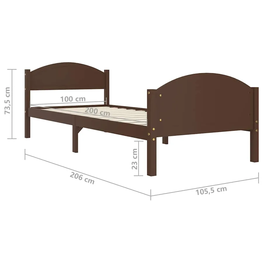 Cadre de lit sans matelas marron foncé pin massif 100x200 cm - 7