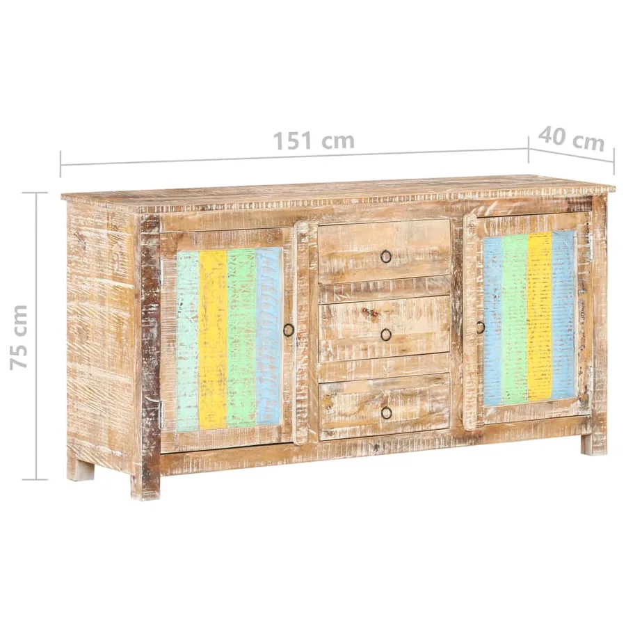 Buffet 151x40x75 cm Bois d'acacia brut - 7