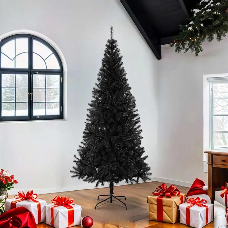 Sapin de Noël artificiel avec support noir 180 cm PVC - 2