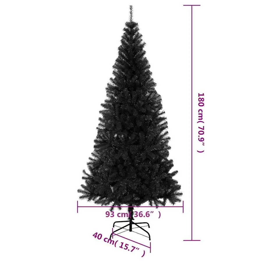 Sapin de Noël artificiel avec support noir 180 cm PVC - 7