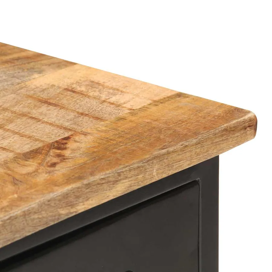 Buffet 110x30x65 cm Bois de manguier massif brut et acier - 4