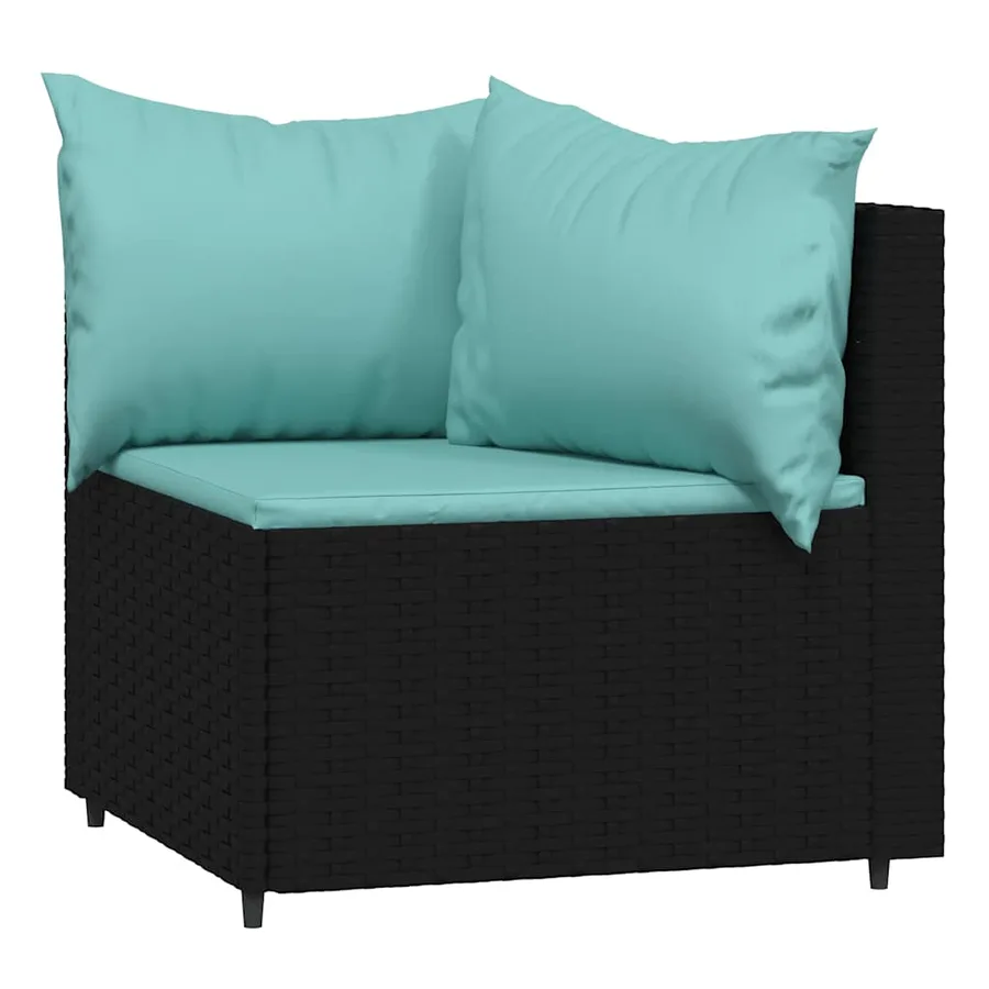 Canapés d'angle de jardin et coussins 2pcs Noir Résine tressée - 3