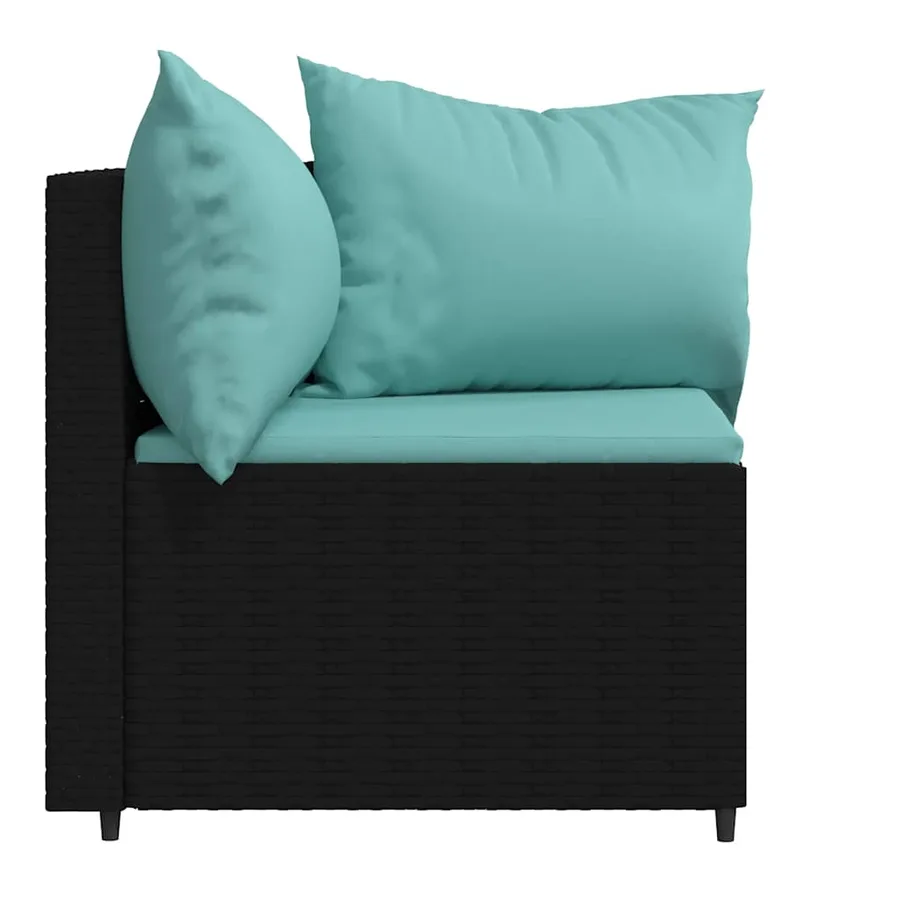 Canapés d'angle de jardin et coussins 2pcs Noir Résine tressée - 5