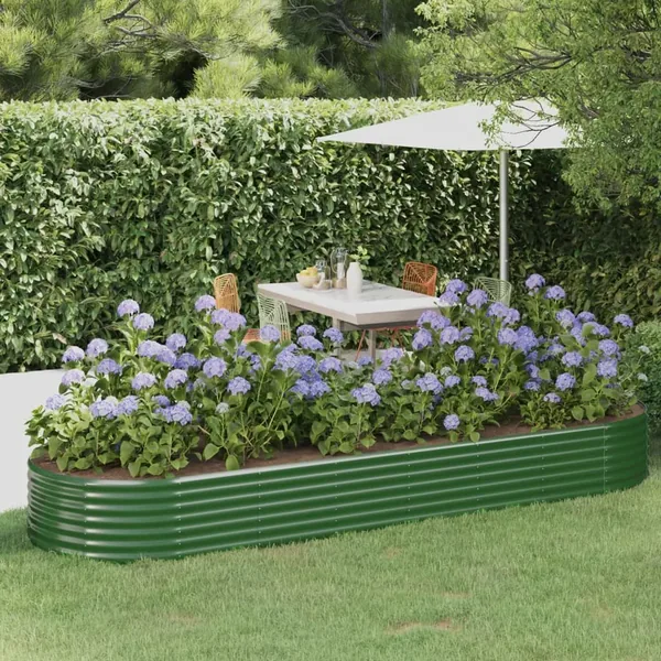 Lit surélevé de jardin Acier galvanisé 322x100x36cm Vert
