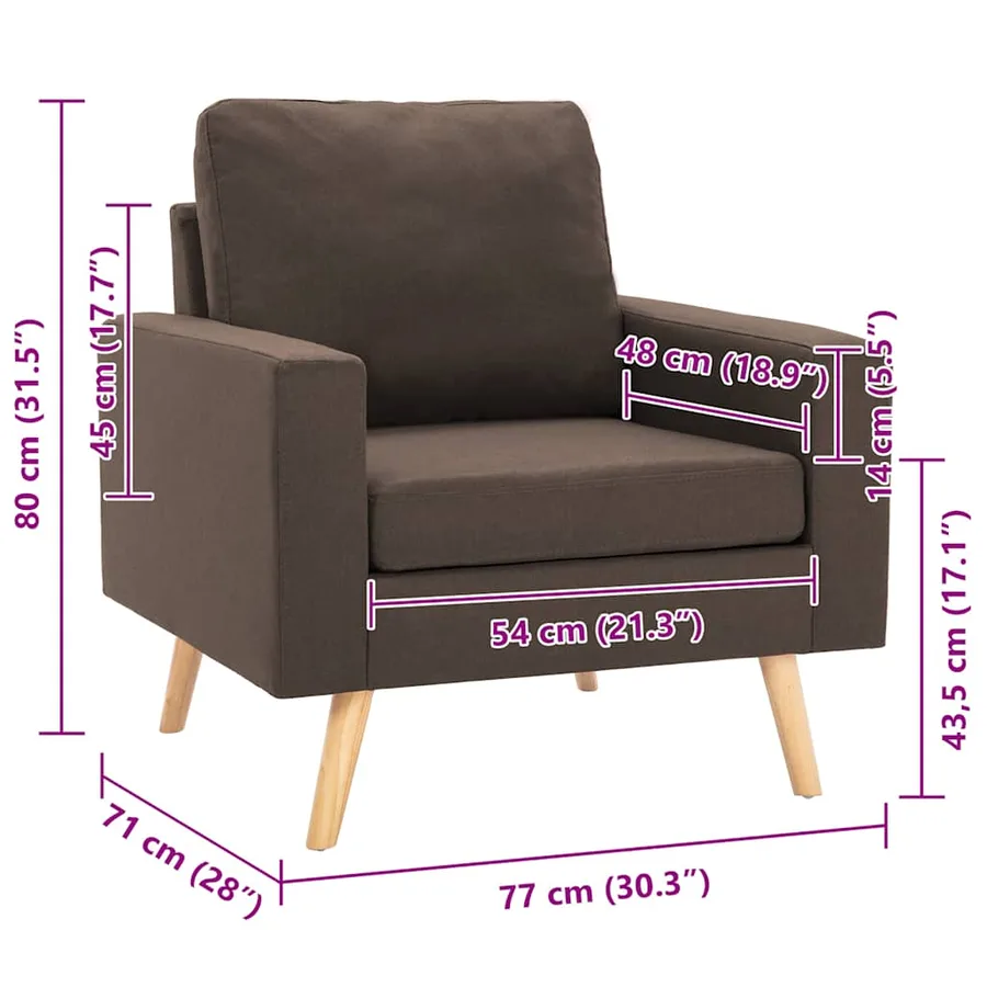 Fauteuil marron tissu - 7