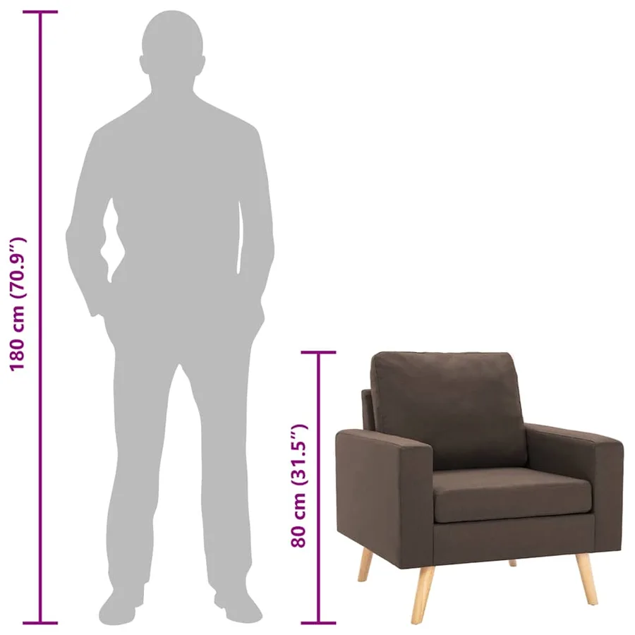 Fauteuil marron tissu - 8