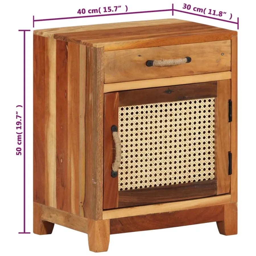 Table de chevet 40x30x50 cm Bois de récupération massif - 8