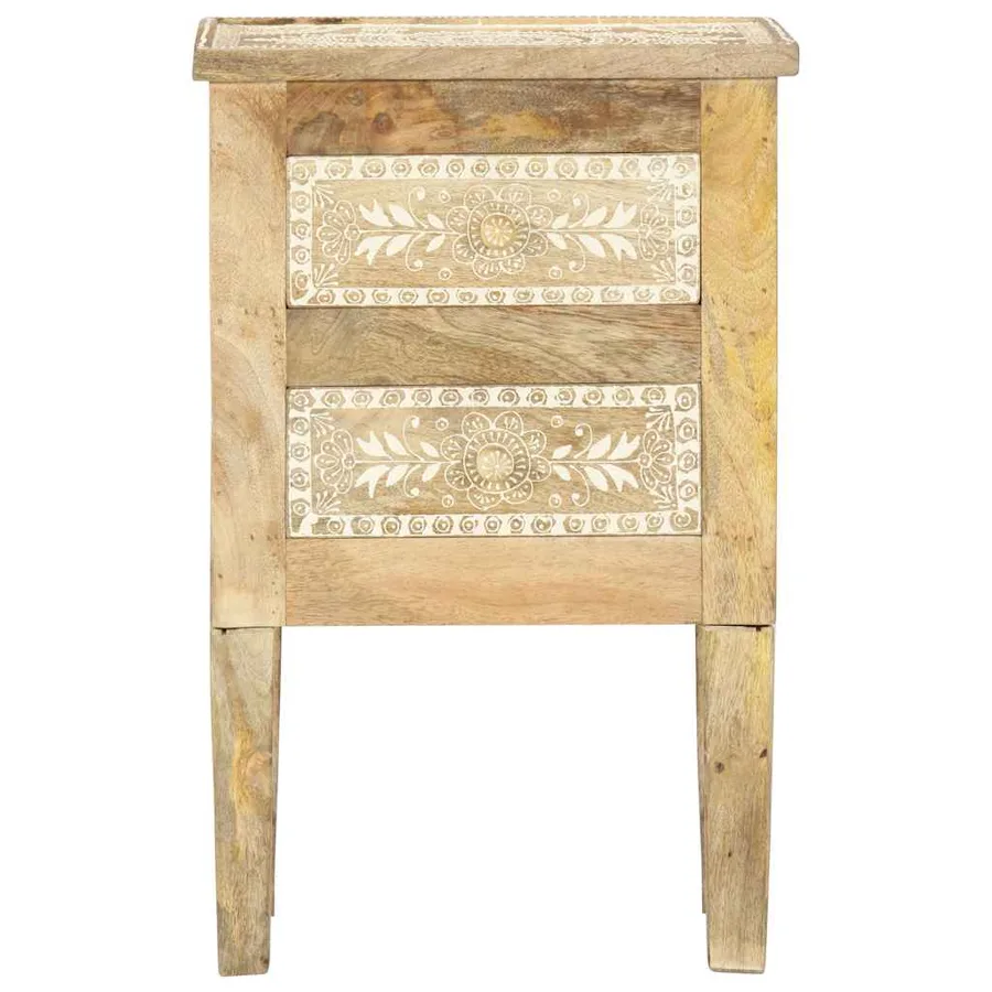Table de chevet peinte à la main 40x30x60 cm Bois de manguier - 3