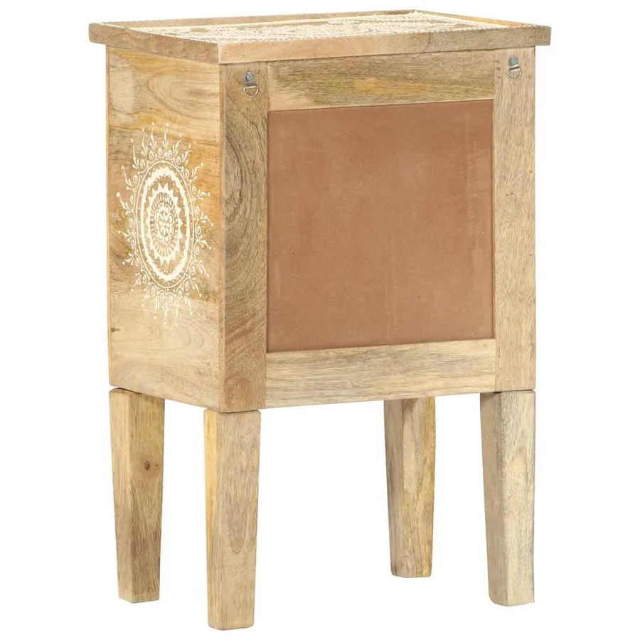 Table de chevet peinte à la main 40x30x60 cm Bois de manguier - 4