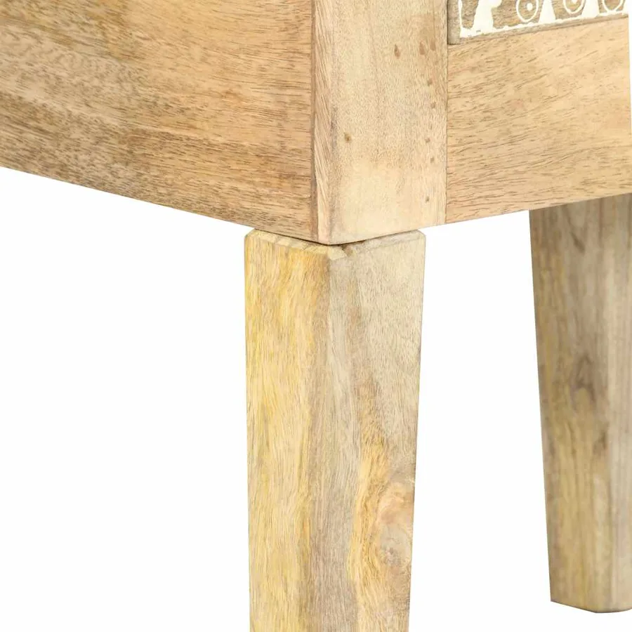 Table de chevet peinte à la main 40x30x60 cm Bois de manguier - 7