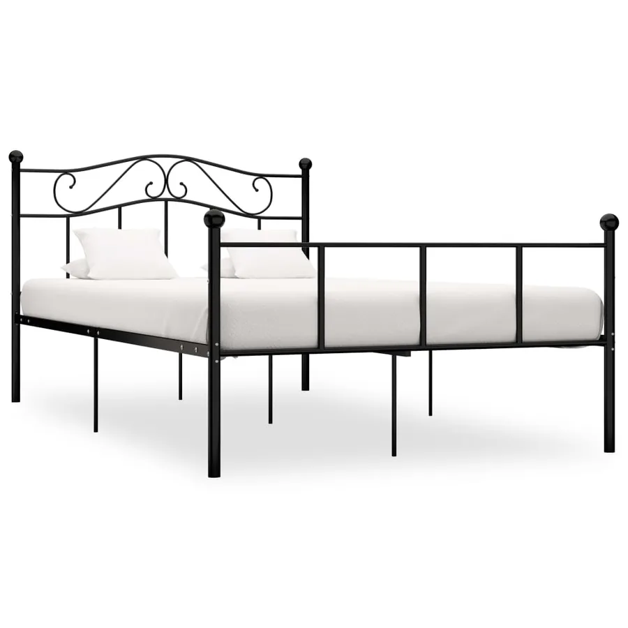 Cadre de lit sans matelas noir métal 140x200 cm