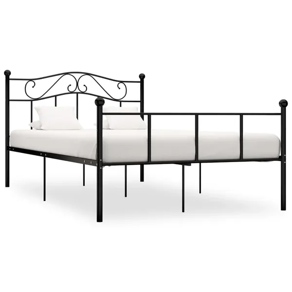 Cadre de lit sans matelas noir métal 140x200 cm
