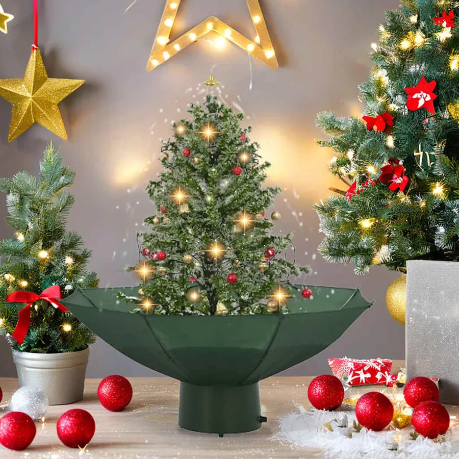 Arbre de Noël neigeux avec base de parapluie Vert 75 cm - 3
