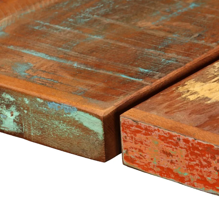 Ensemble de bar 7 pcs Bois de récupération et cuir véritable - 6