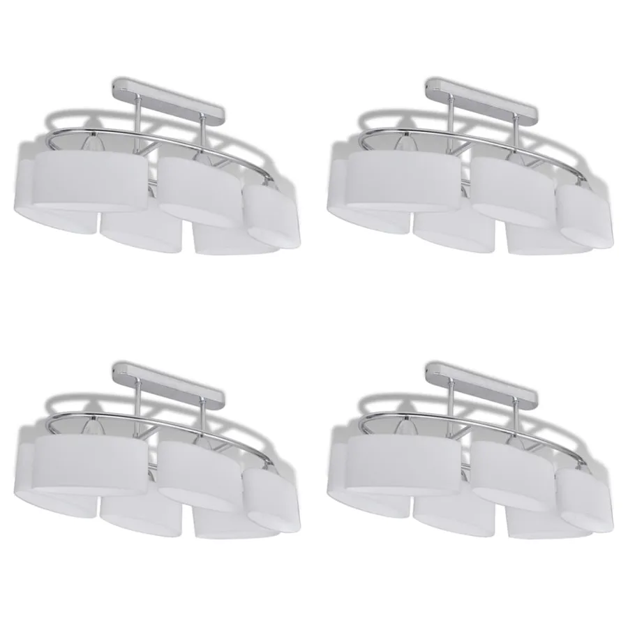 Plafonnier avec abat-jours en verre ellipsoïde 4 pcs E14 - 2