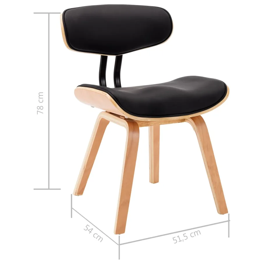 Chaises à manger lot de 6 noir bois courbé et similicuir - 8