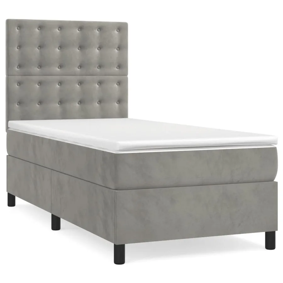 Sommier à lattes de lit matelas et LED Gris clair 100x200 cm - 3