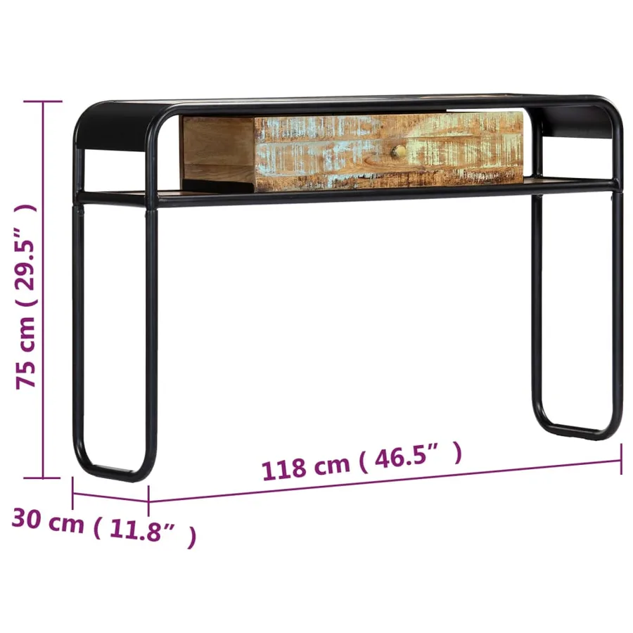 Table console 118 x 30 x 75 cm Bois de récupération massif - 8