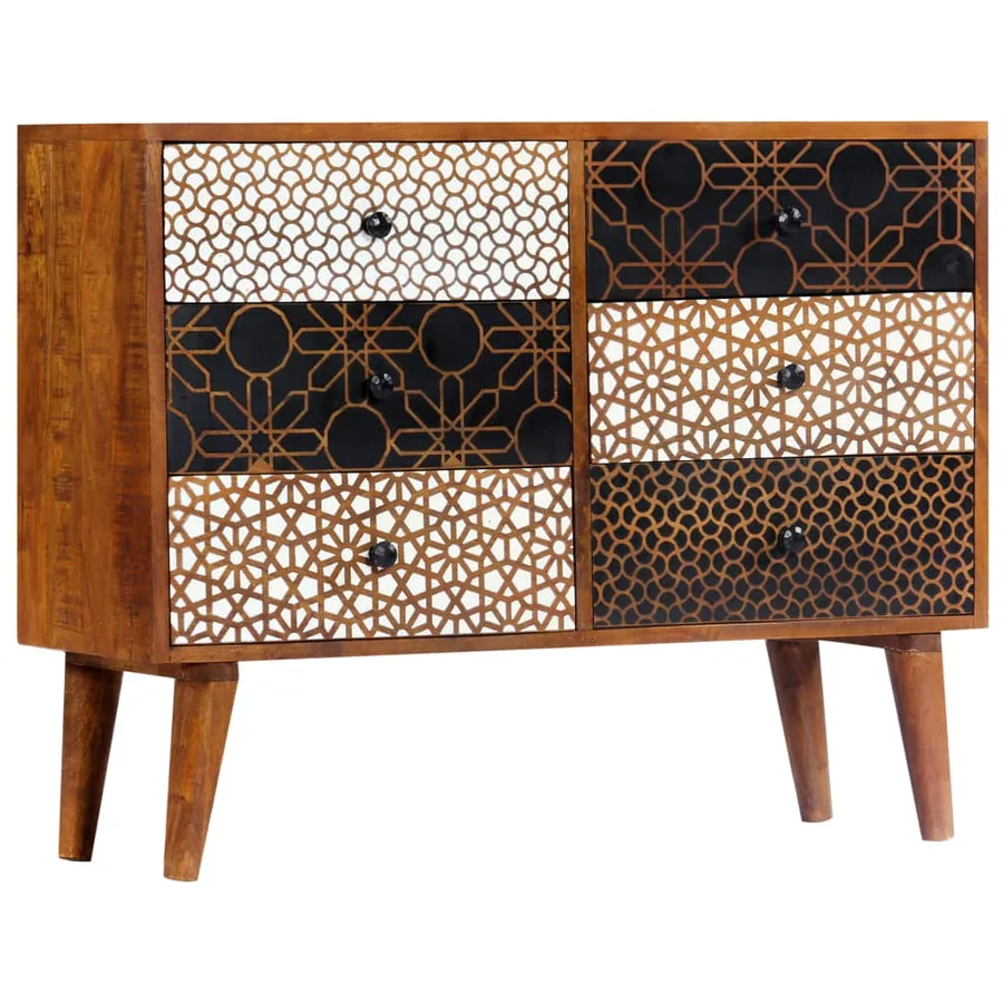 Buffet avec motif imprimé 90x30x70 cm Bois de manguier massif - 10