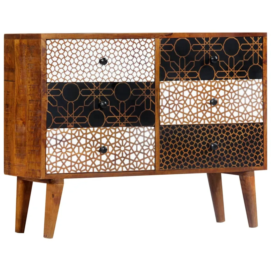 Buffet avec motif imprimé 90x30x70 cm Bois de manguier massif - 11