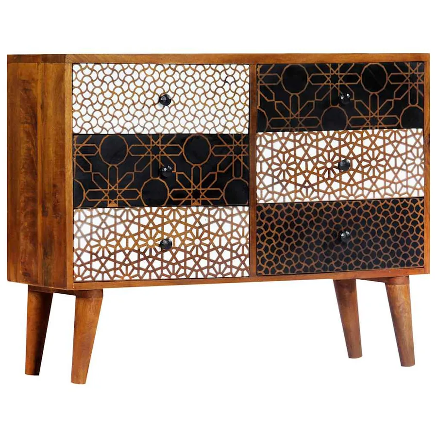 Buffet avec motif imprimé 90x30x70 cm Bois de manguier massif - 12