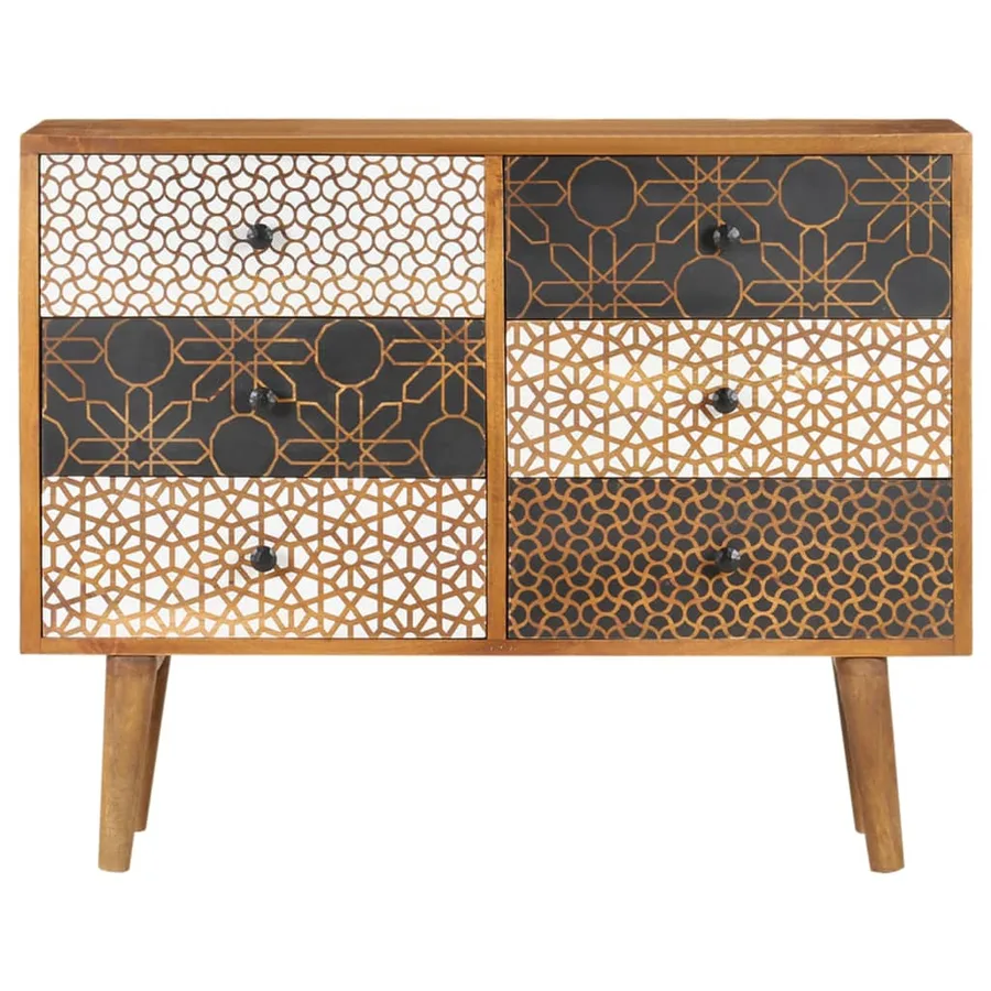 Buffet avec motif imprimé 90x30x70 cm Bois de manguier massif - 2