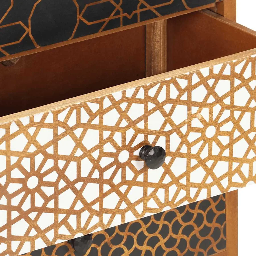Buffet avec motif imprimé 90x30x70 cm Bois de manguier massif - 5
