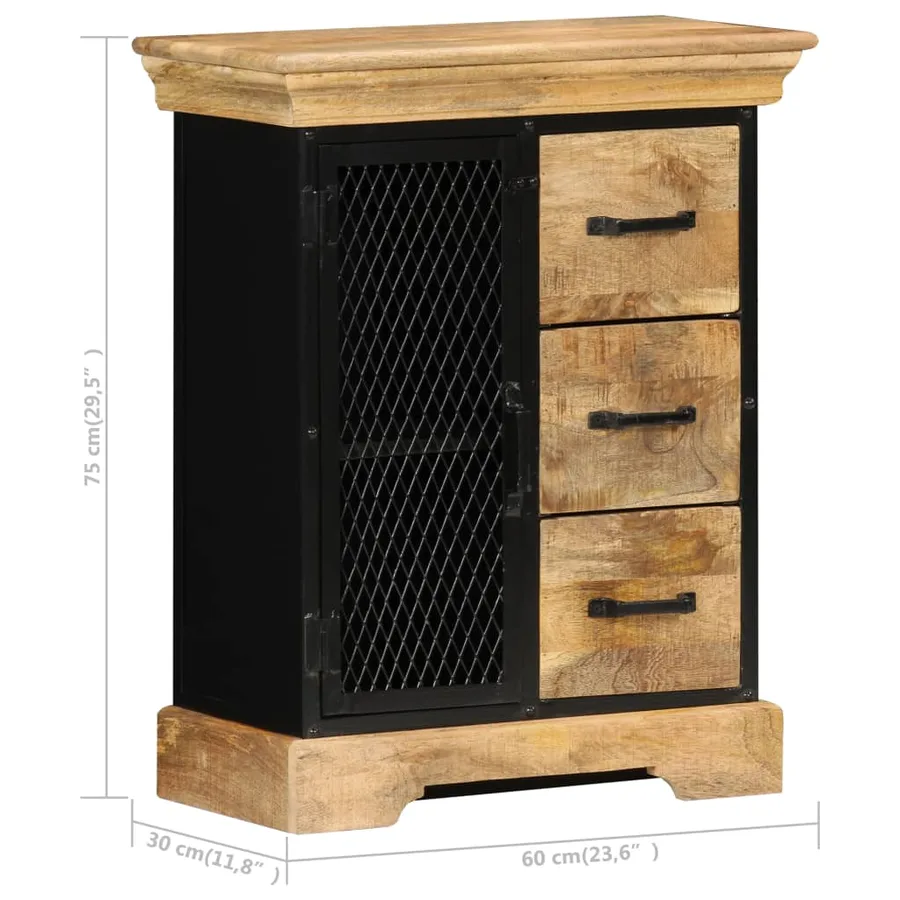 Buffet 60x30x75 cm Bois de manguier massif - 9