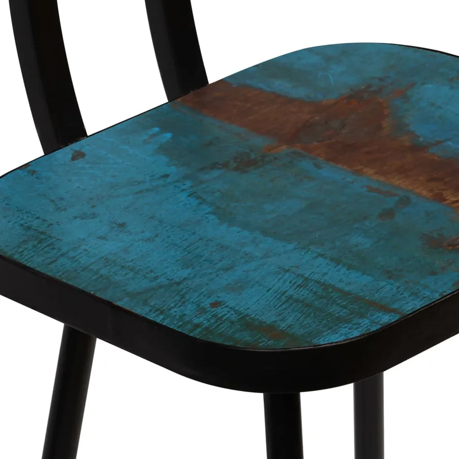 Tabourets de bar lot de 2 bois massif de récupération - 5