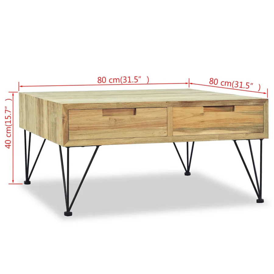 Table basse 80x80x40 cm Teck massif - 10