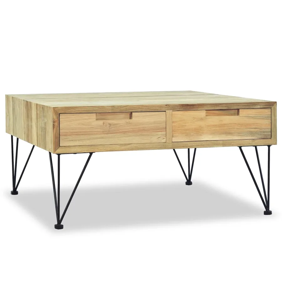 Table basse 80x80x40 cm Teck massif - 3