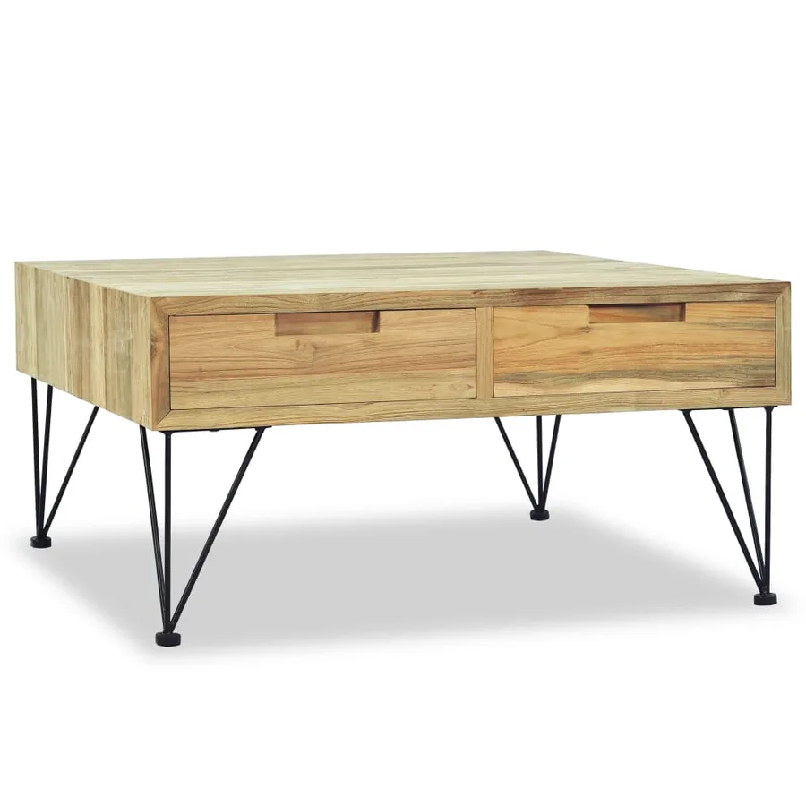 Table basse 80x80x40 cm Teck massif - 5