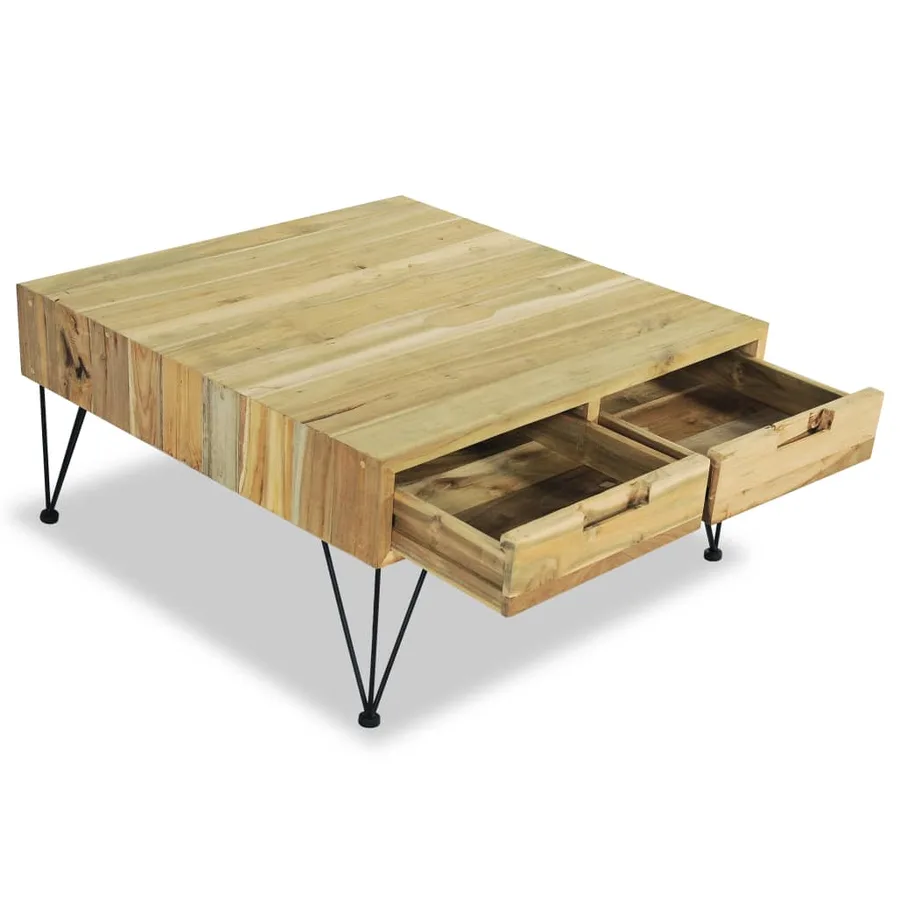 Table basse 80x80x40 cm Teck massif - 7