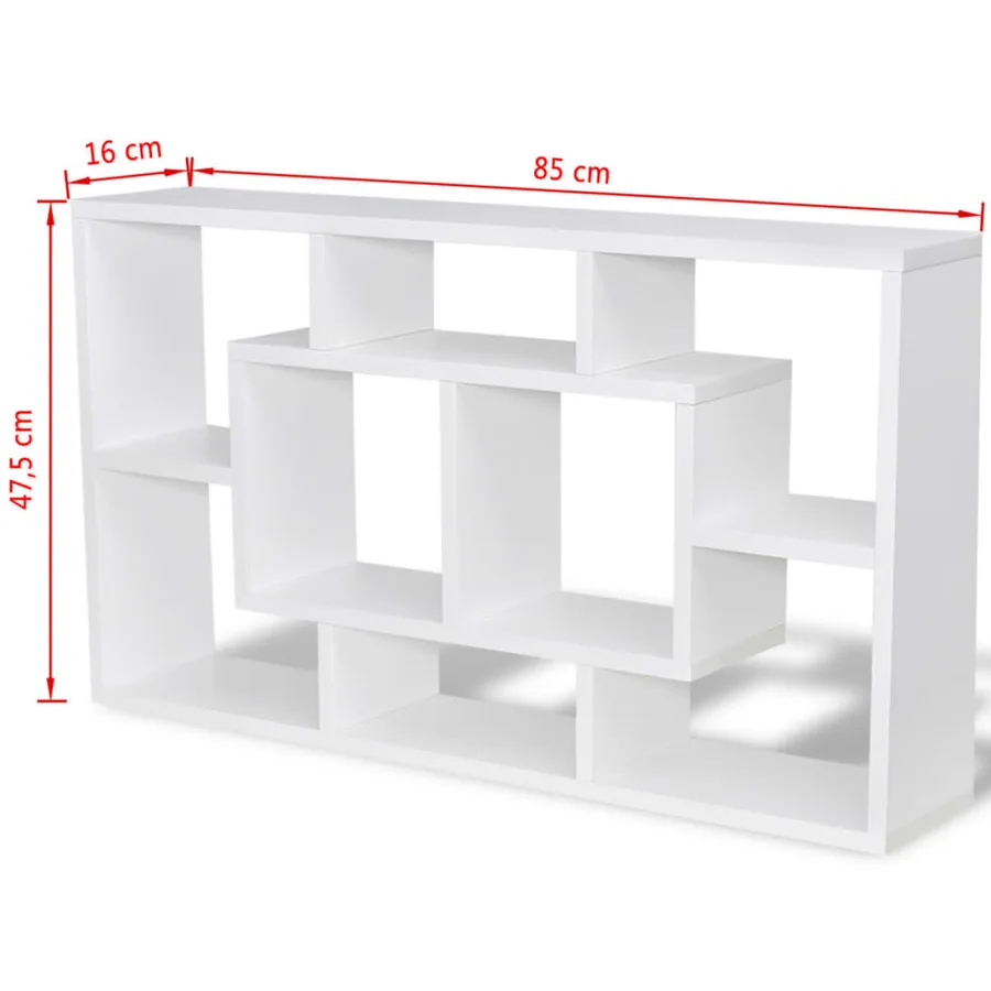 Étagère murale d'affichage 8 compartiments Blanc - 6