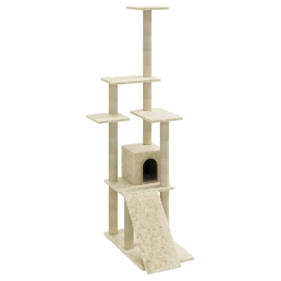 Arbre à chat avec griffoirs en sisal Crème 155 cm - 2
