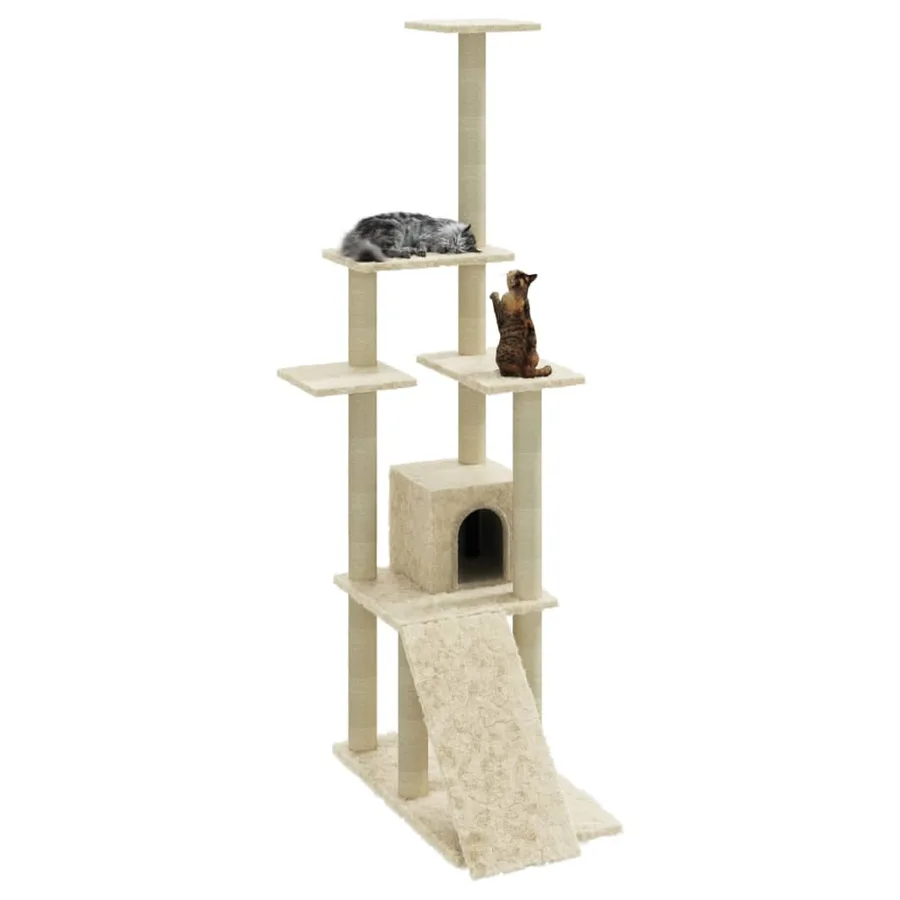 Arbre à chat avec griffoirs en sisal Crème 155 cm - 3