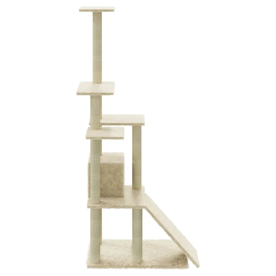 Arbre à chat avec griffoirs en sisal Crème 155 cm - 6