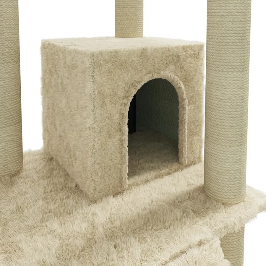 Arbre à chat avec griffoirs en sisal Crème 155 cm - 7