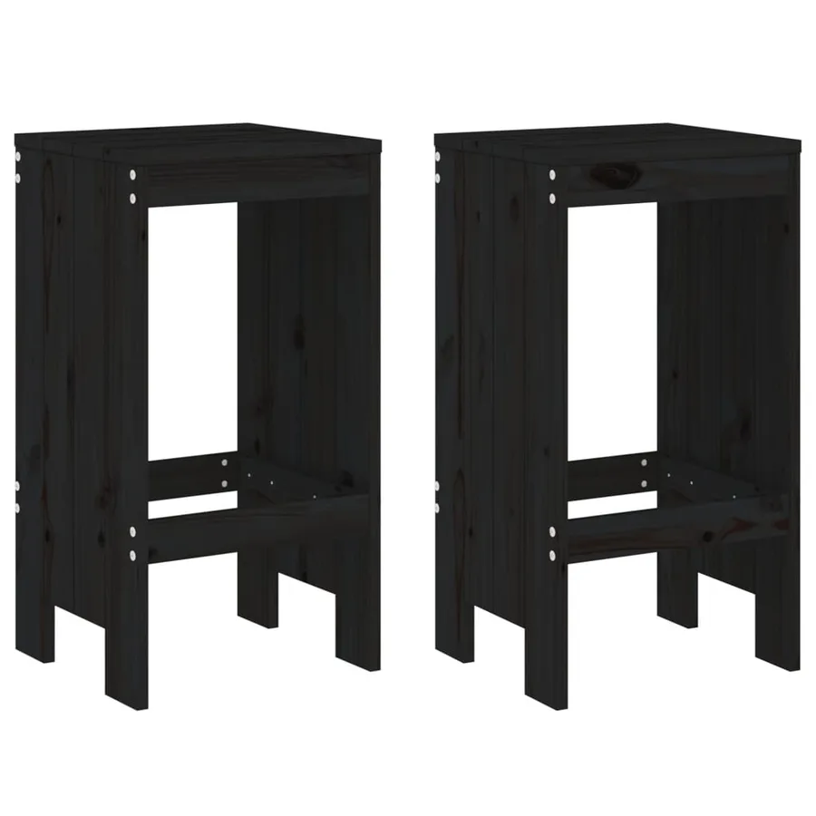 Ensemble de bar de jardin 3 pcs noir bois de pin massif - 3