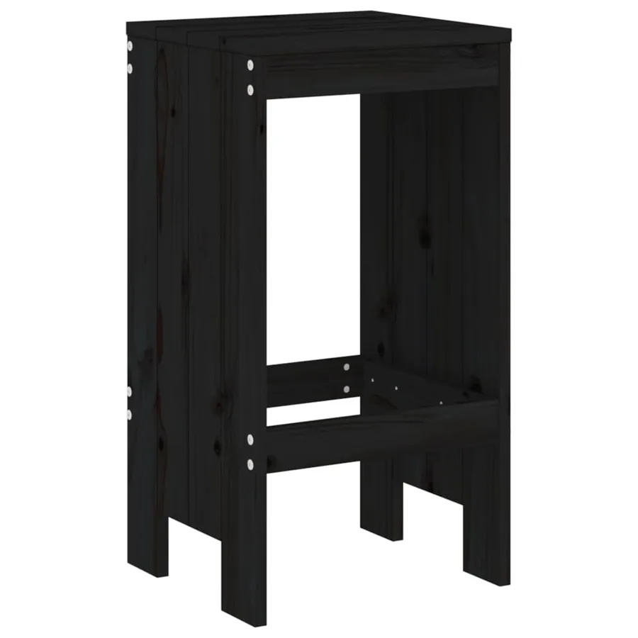 Ensemble de bar de jardin 3 pcs noir bois de pin massif - 4