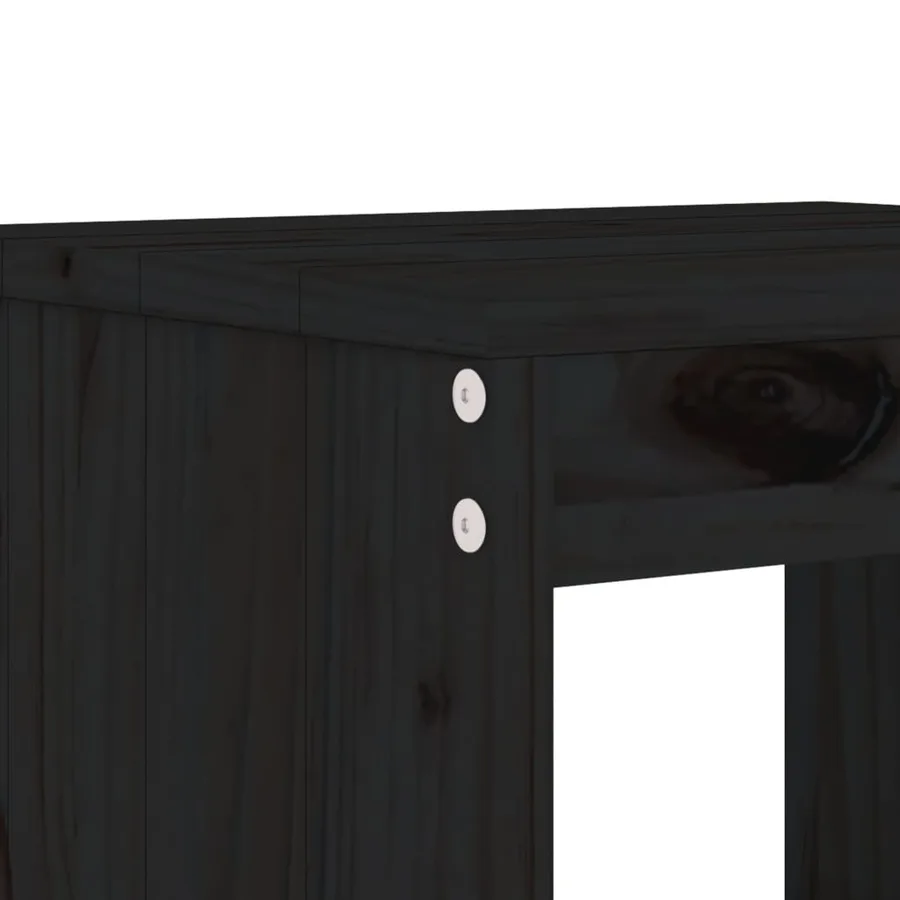 Ensemble de bar de jardin 3 pcs noir bois de pin massif - 5